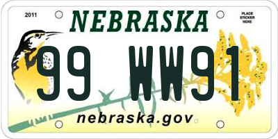 NE license plate 99WW91