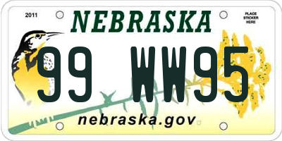 NE license plate 99WW95