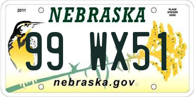 NE license plate 99WX51