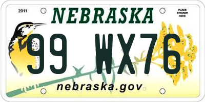 NE license plate 99WX76