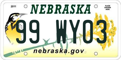 NE license plate 99WY03