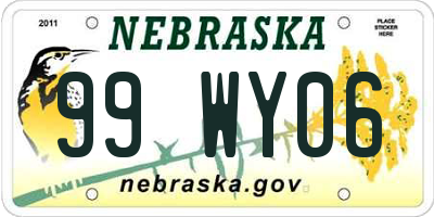 NE license plate 99WY06