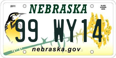 NE license plate 99WY14