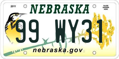 NE license plate 99WY31