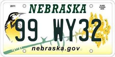 NE license plate 99WY32