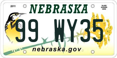 NE license plate 99WY35