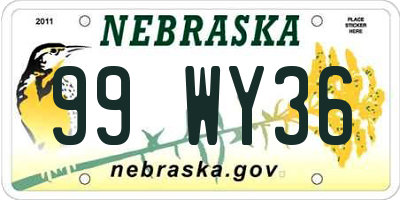 NE license plate 99WY36