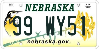 NE license plate 99WY51