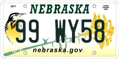 NE license plate 99WY58