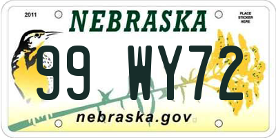 NE license plate 99WY72