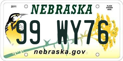 NE license plate 99WY76