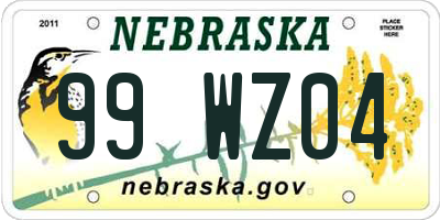 NE license plate 99WZ04