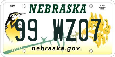NE license plate 99WZ07