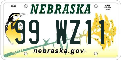 NE license plate 99WZ11