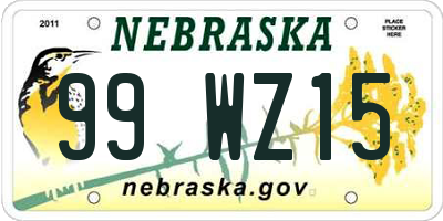 NE license plate 99WZ15