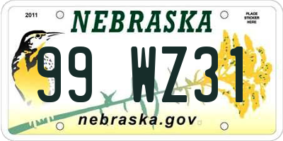 NE license plate 99WZ31