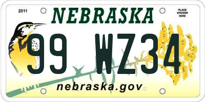NE license plate 99WZ34