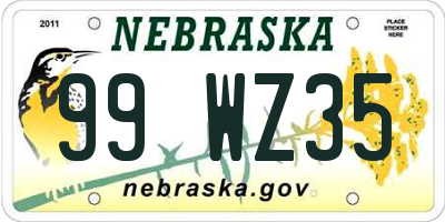 NE license plate 99WZ35