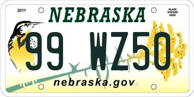 NE license plate 99WZ50