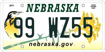 NE license plate 99WZ55