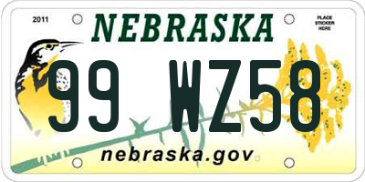 NE license plate 99WZ58