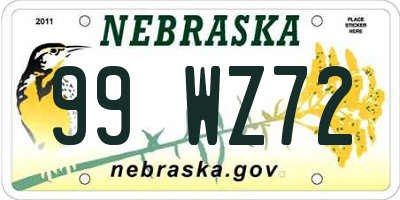 NE license plate 99WZ72
