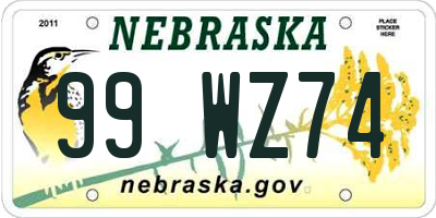 NE license plate 99WZ74