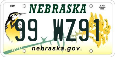 NE license plate 99WZ91