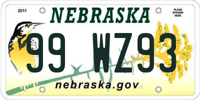 NE license plate 99WZ93