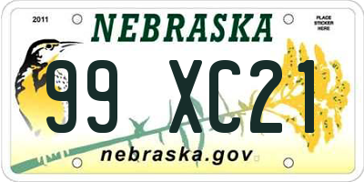 NE license plate 99XC21