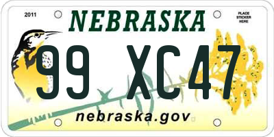 NE license plate 99XC47