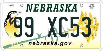 NE license plate 99XC53