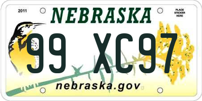 NE license plate 99XC97