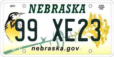 NE license plate 99XE23