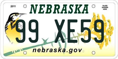 NE license plate 99XE59