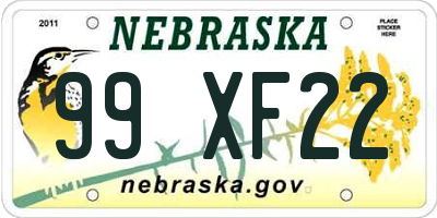 NE license plate 99XF22