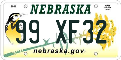 NE license plate 99XF32