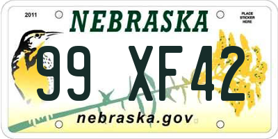 NE license plate 99XF42