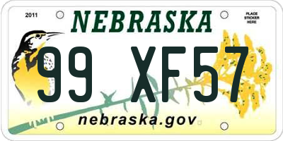 NE license plate 99XF57