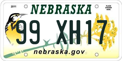 NE license plate 99XH17