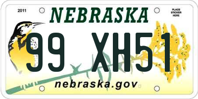 NE license plate 99XH51