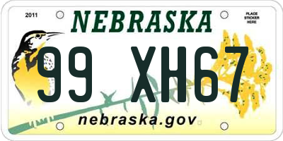 NE license plate 99XH67