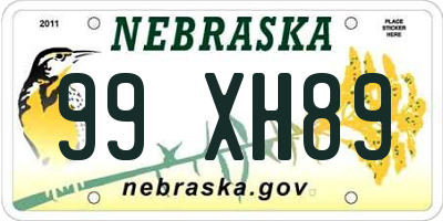 NE license plate 99XH89