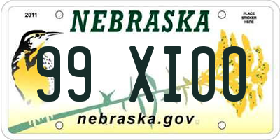 NE license plate 99XI00