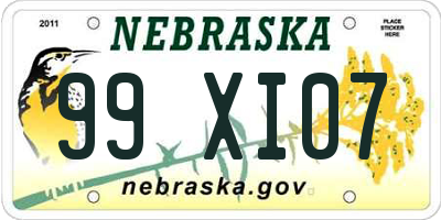 NE license plate 99XI07