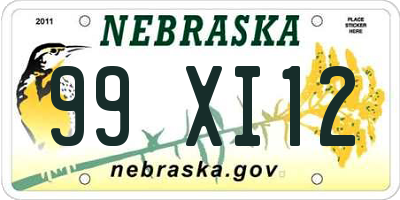 NE license plate 99XI12
