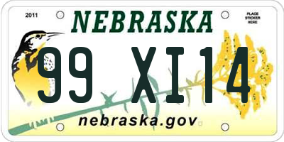 NE license plate 99XI14