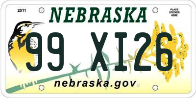 NE license plate 99XI26