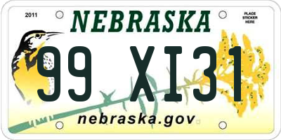 NE license plate 99XI31