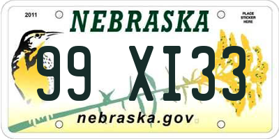 NE license plate 99XI33